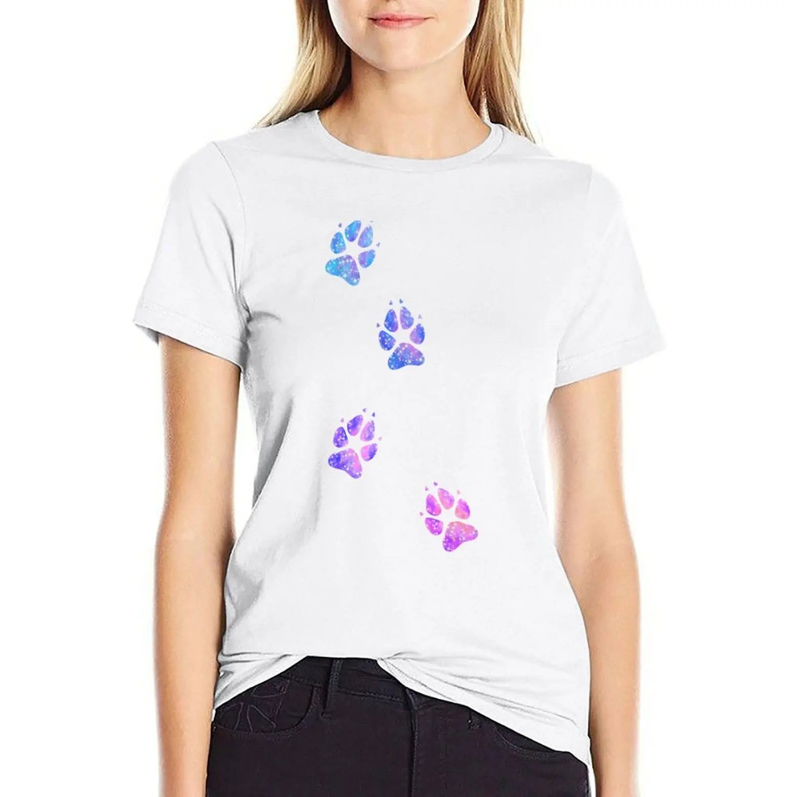 

Wolf Pawed Galaxy T-shirt summer tops Short sleeve tee Women tops