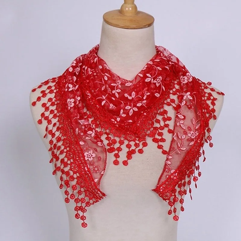 

2025 New Fringes Shawl Female Scarf Women Tassel Shawls Scarves Hollow Out Silk Hijab Women Flower Lace Pendant Scarf Wrap