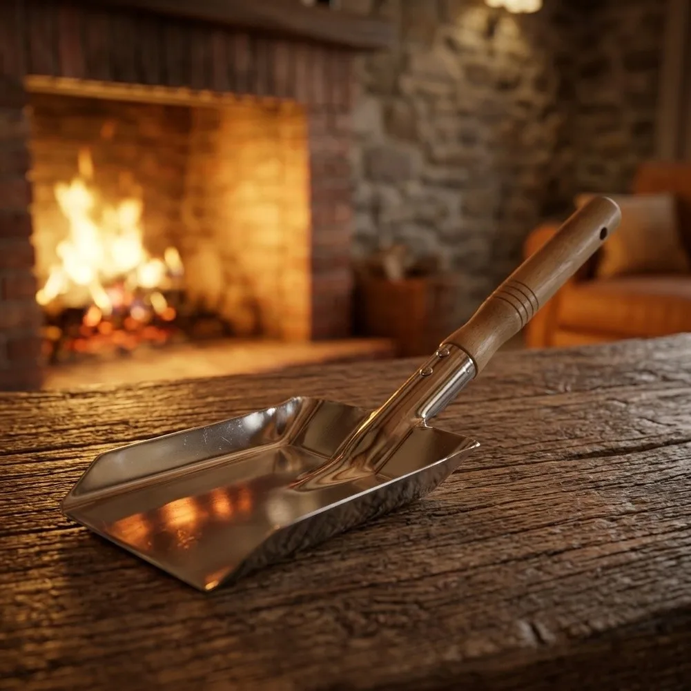 Fireplace Tool Set Ash Scoop Shovel With Wooden Handle For Wood Burning Stoves Outdoor BBQ Charcoal And Garden Debris
