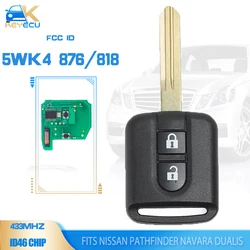 KEYECU FCC ID: 5 wk4 876/818 Remote Key Fob 433MHz PCF7946 Fob 2 pulsanti per Nissan Dualis Navara Pathfinder 2005-2013