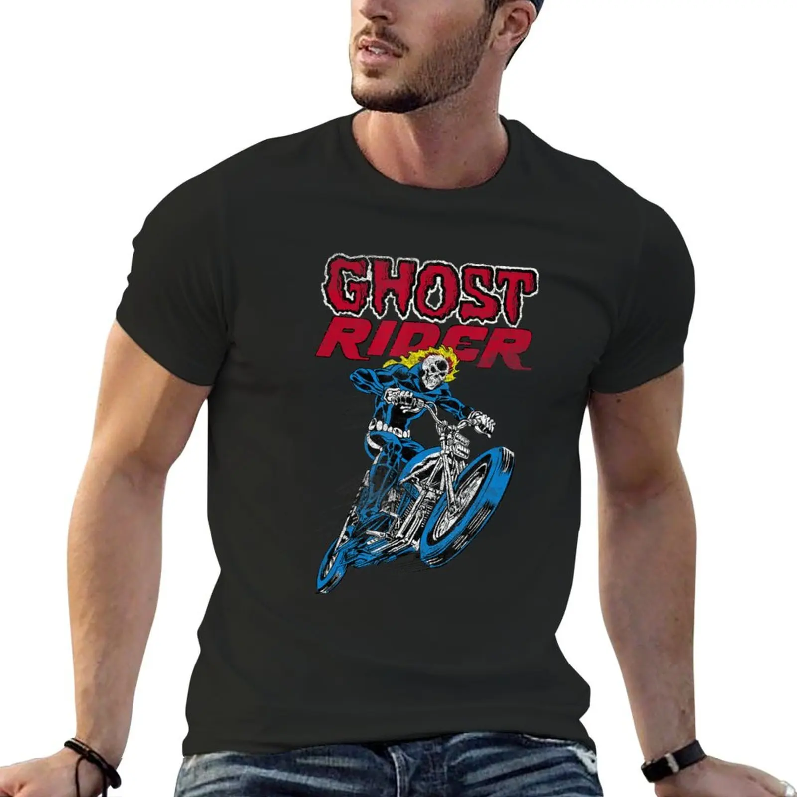 Ghost Rider Flames T-Shirt plus size tops oversized graphic tee graphic tee shirt Short sleeve tee cotton t shirt men