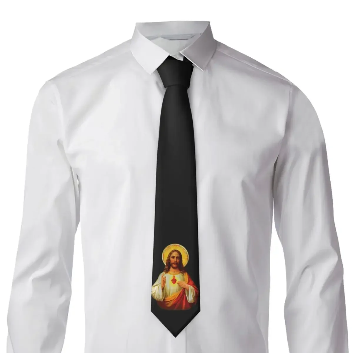 Sacred Heart Of Jesus Tie Jesus Daily Wear Party Neck Ties Elegant Neck Tie For Unisex Adult Collar Tie Necktie Birthday Gift