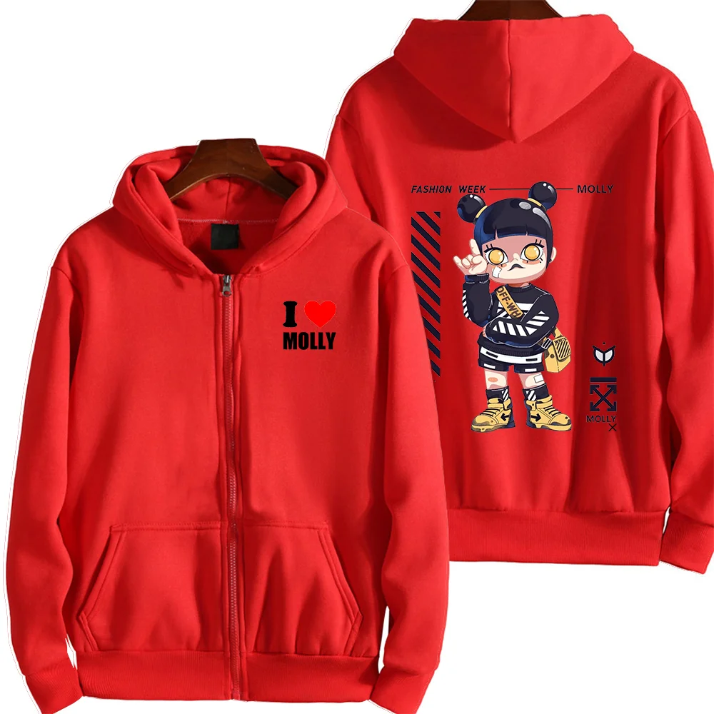 Anime LABUBU MOLLY Print Hoodies Couple student street sports casual Hoodies