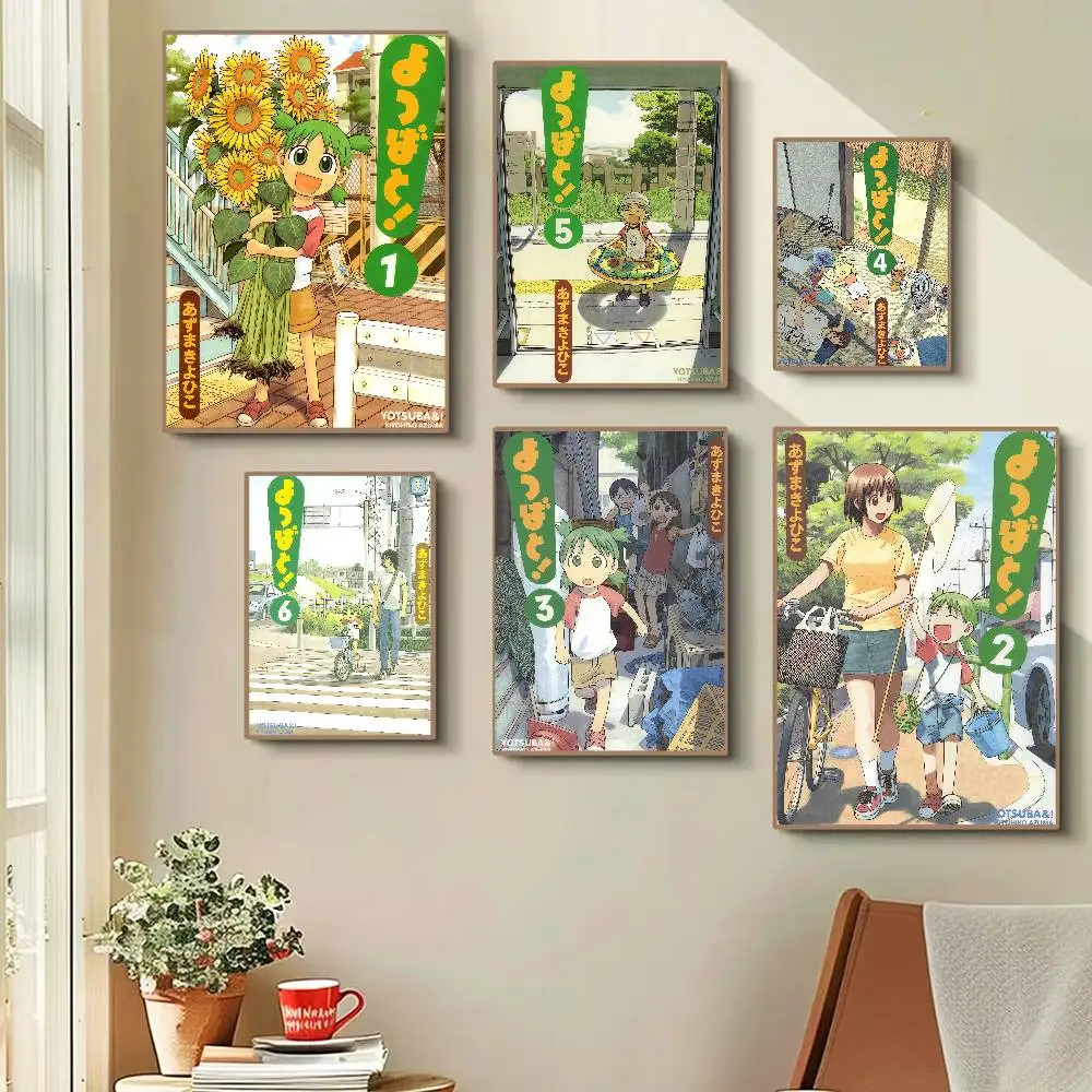 Comic Yotsuba&! Anime Poster Waterproof Wall Art Sticker For Bar Living Room Vintage Room Decor Print Gift