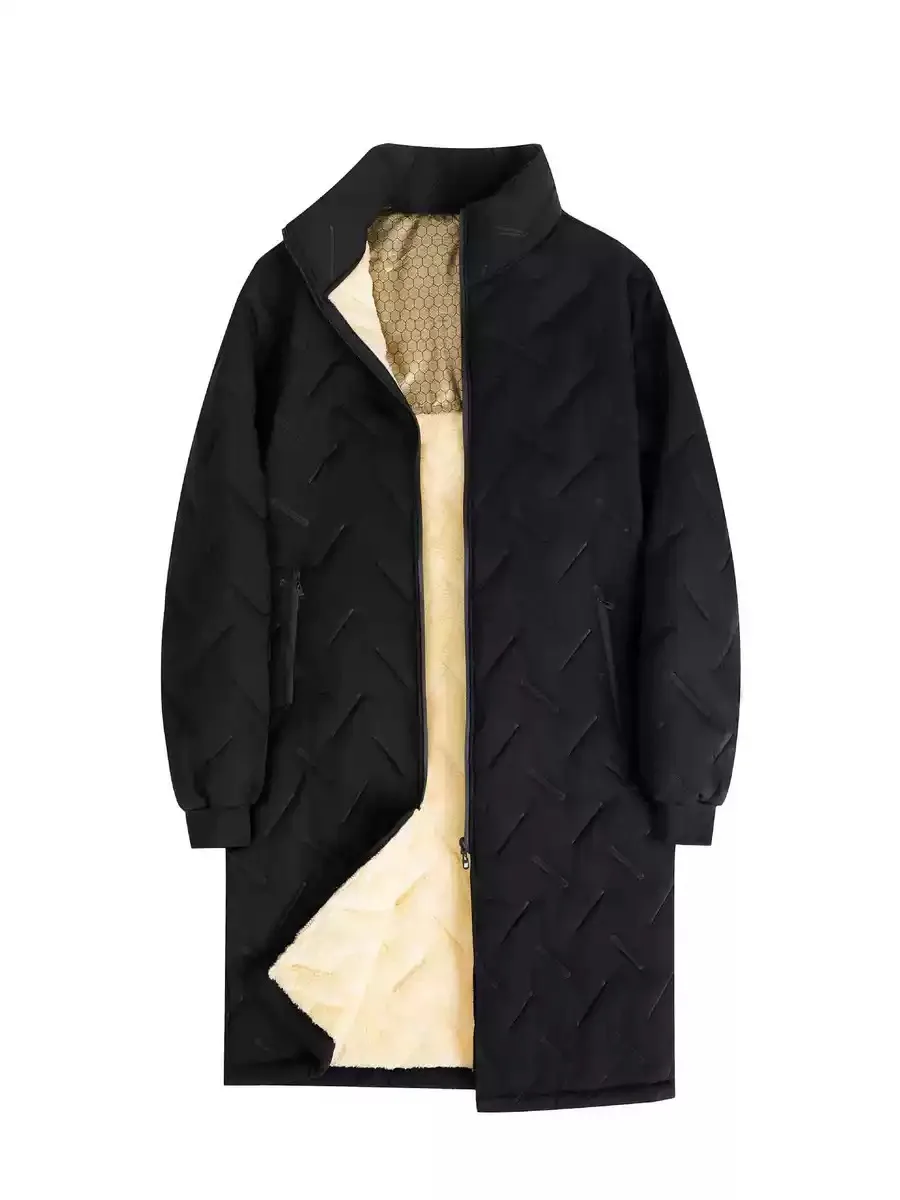 معطف خريف وشتاء جديد عصري سميك ودافئ طويل من القطن مع مخمل للرجال معطف رياضي فضفاض غير رسمي مقاس كبير عالي الجودة #4