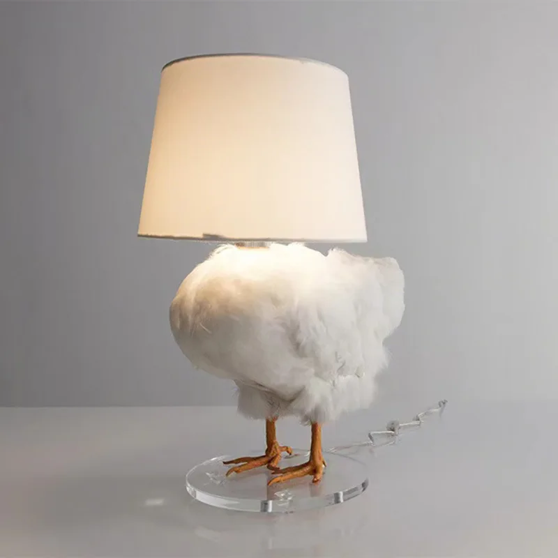 Cross-border New Easter White Rooster Light Imitation Chicken Decoration Resin Design Lamp Bulb