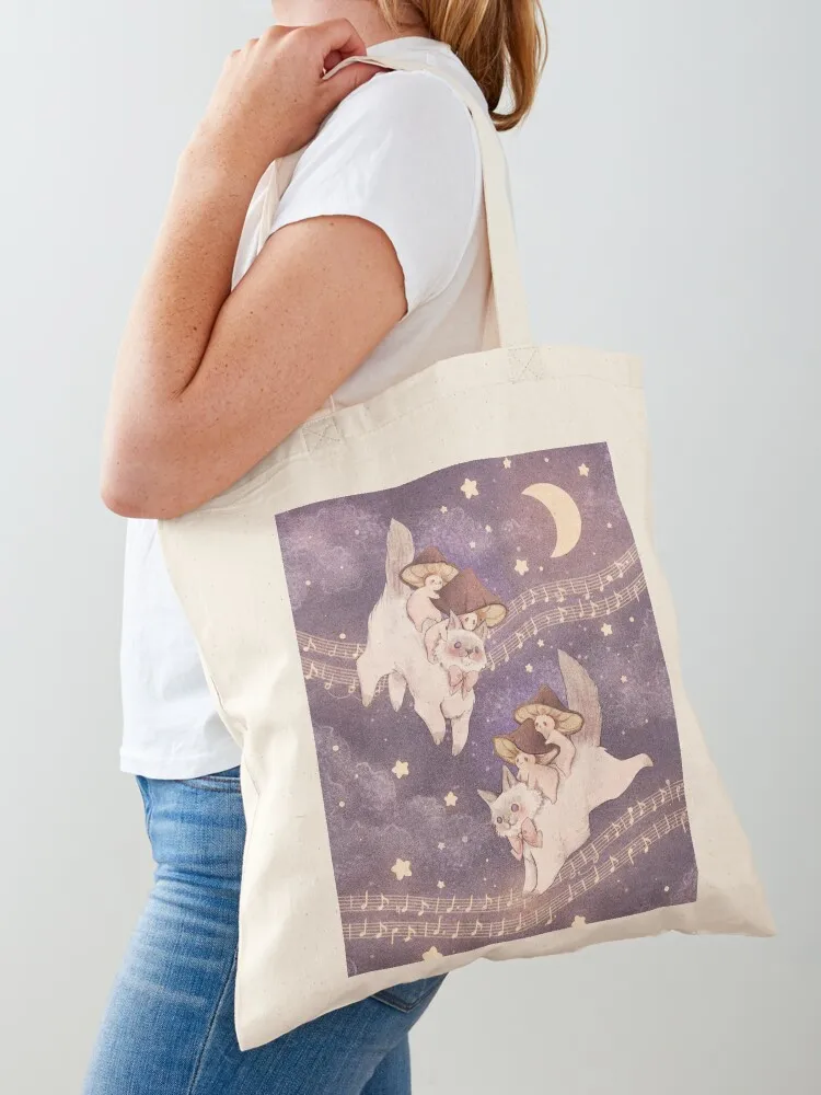 

Starlit Cat Adventure - Background Tote Bag female bag personalized tote shopping trolley bag canvas tote bags