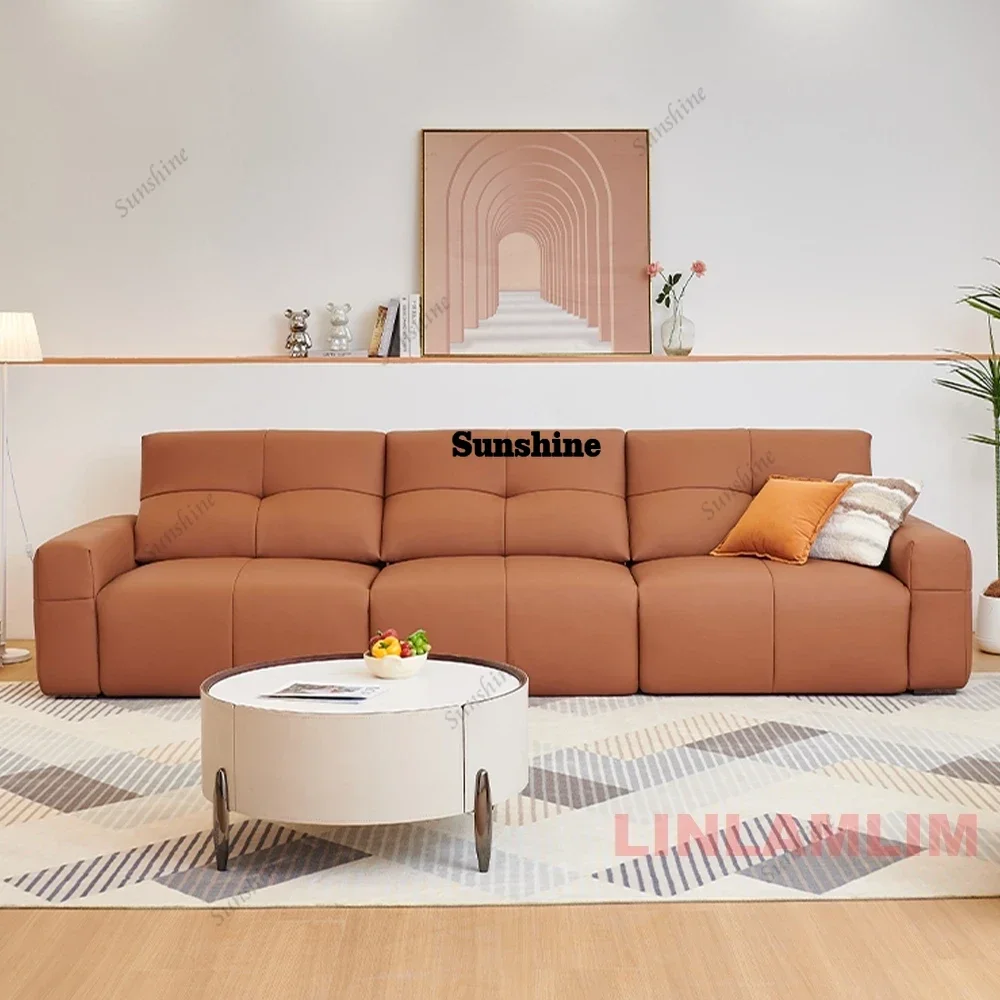 

MINGDIBAO Modern Electric Convertible Sofa Bed - Italian Genuine Leather Couch with Functional seats, Living Room Sleeper Sofa