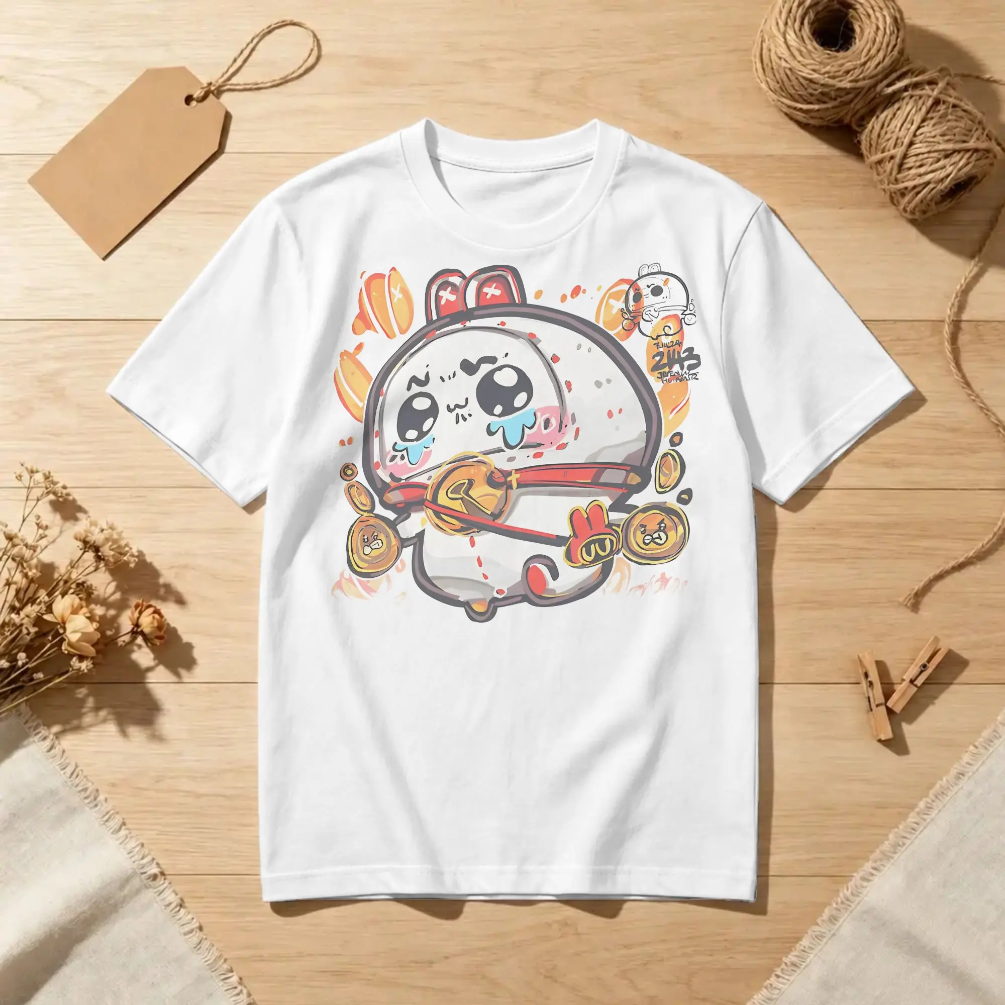 Camisetas Chiikawaii para homens e mulheres, 100% algodão, camiseta casual de gola redonda, manga curta, roupas plus size.