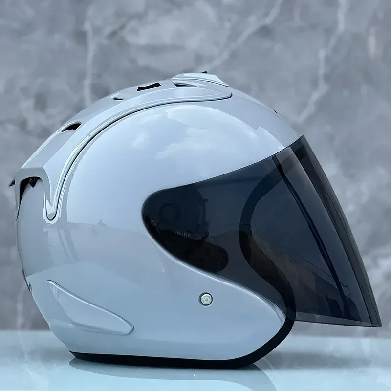 Ram4 Medio Casco gris brillante para hombres y mujeres, Casco de motocicleta todoterreno de verano, Casco cruzado de montaña para carreras de