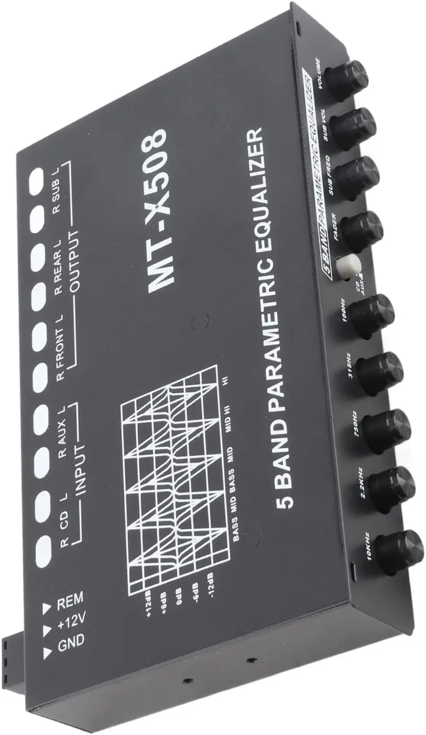 

Автомобильный аудиоэквалайзер, 5-полосный регулируемый автомобильный эквалайзер с кроссовер для настройки автомобильной стереосистемы