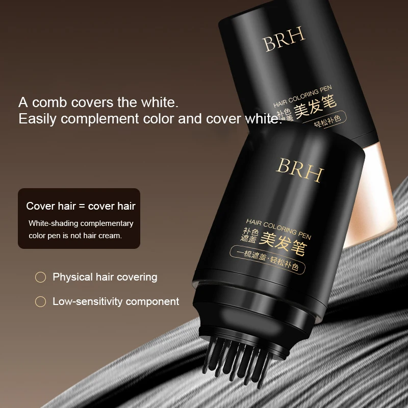 قلم تصفيف الشعر مع مشط الأسنان، لا يؤذي فروة الرأس، يغطي الشعر الرمادي ولا يتلاشى، تجفيف سريع في حالات الطوارئ وتجديد الألوان