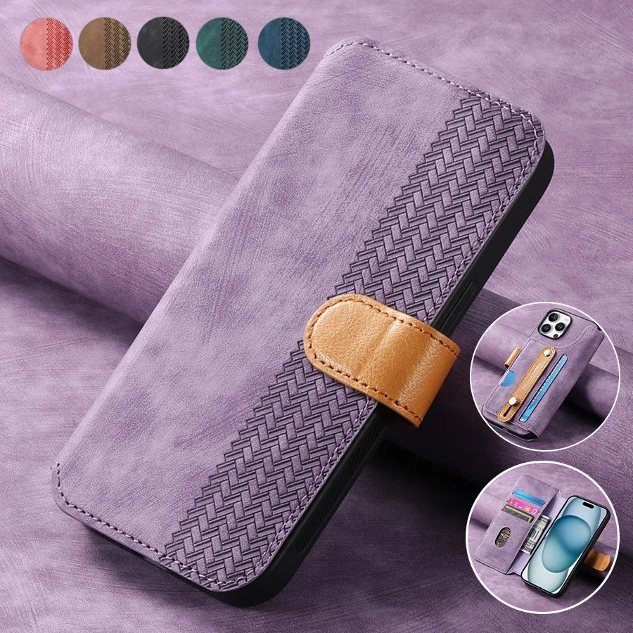 

for iPhone 16 Pro Max RFID Blocking Wallet Case for iPhone 15 Plus 14 Pro Max 13 12 11 X 7 8 SE 2022 Flip Cover with Ring Strap