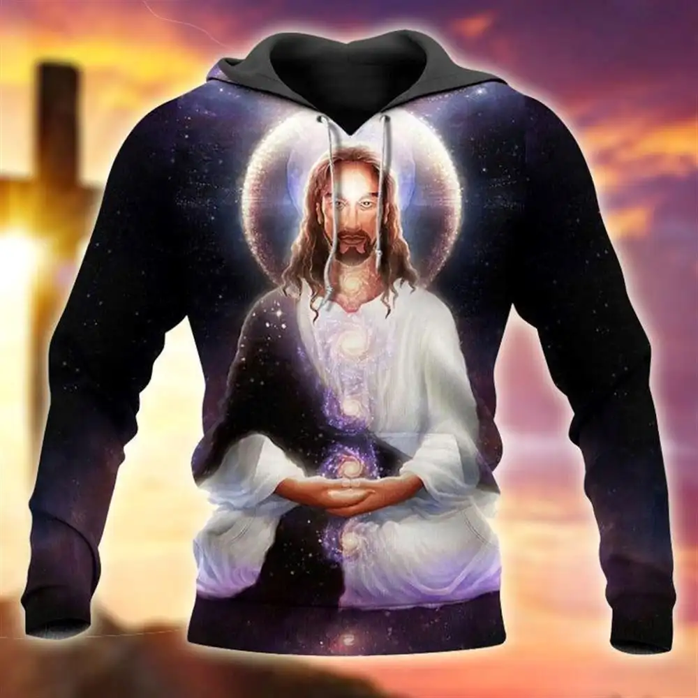 Sudadera con capucha para hombre, suéter con estampado 3D cristiano, Jesús, Animal, Tigre, cruz latina, gráfico, informal, Dios