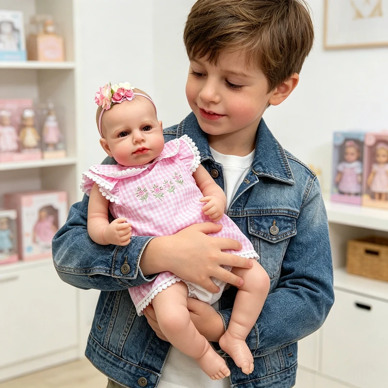 

48cm Reborn Doll Loulou Cute Painted Hair Baby Cotton Body 3D Painting with Visible Veins