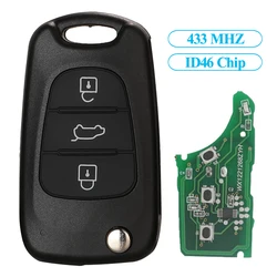 Funda de llave de coche con tapa remota para Kia K2 K5 Sportage Hyundai I20 I30 IX35 Avante 433Mhz ID46 Chip 3 botones