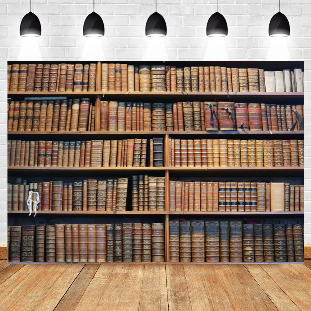 Vintage Bookself ฉากหลังสำหรับถ่ายภาพ Grunge Study Room Decor Photocall ภาพเด็กทารกถ่ายภาพพื้นหลัง Photo Studio
