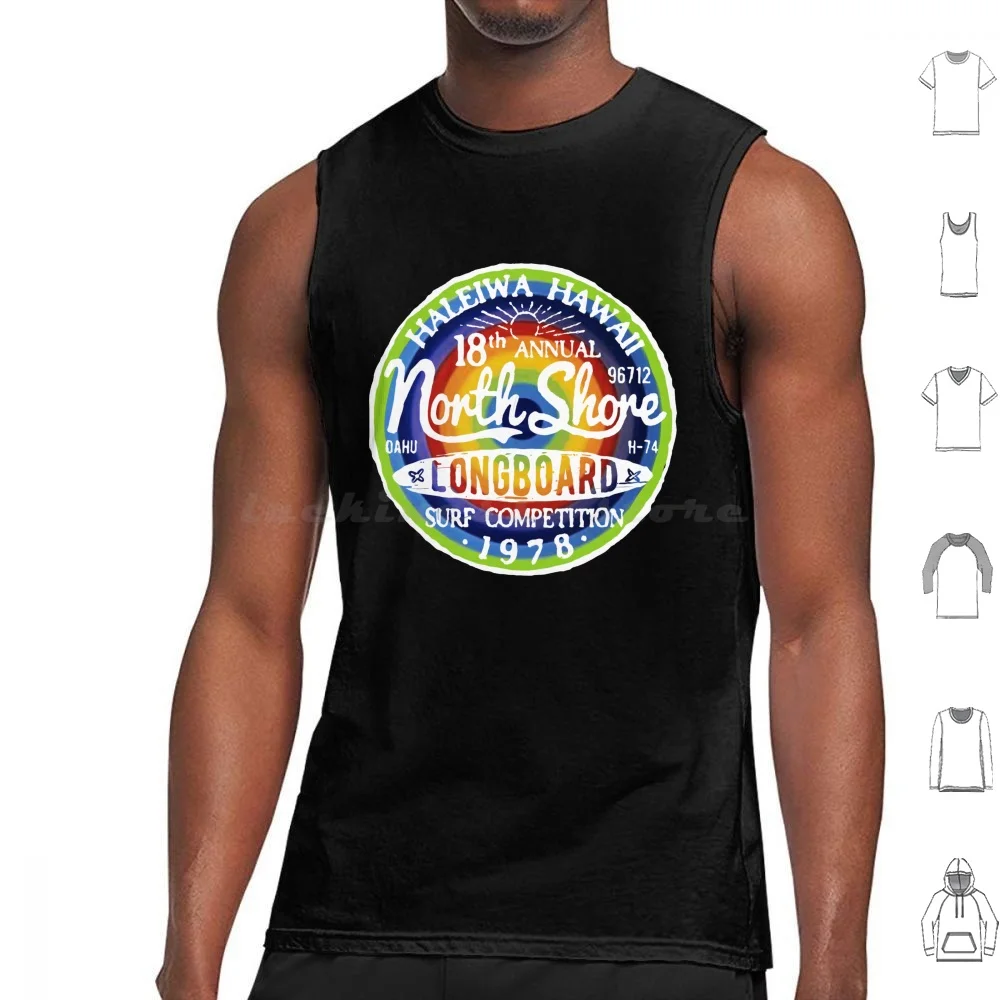 Rainbow Target Hawaiian Haleiwa Vintage 1978 Longboard Surf Classic Competition Tank Tops Vest Sleeveless Vintage Rainbow