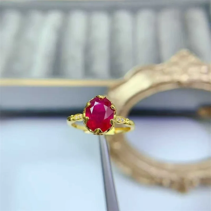 

Retro Fashionable Ruby Ring, 925 Silver Women's Ring, Adjustable Loop Mouth, Suitable for US Sizes 6-11