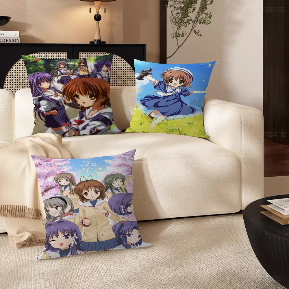 Anime CLANNAD Pillow Covers Cartoon Sofa Decorative Home Double-sided Printing Short Plush Cute Cushion Cover