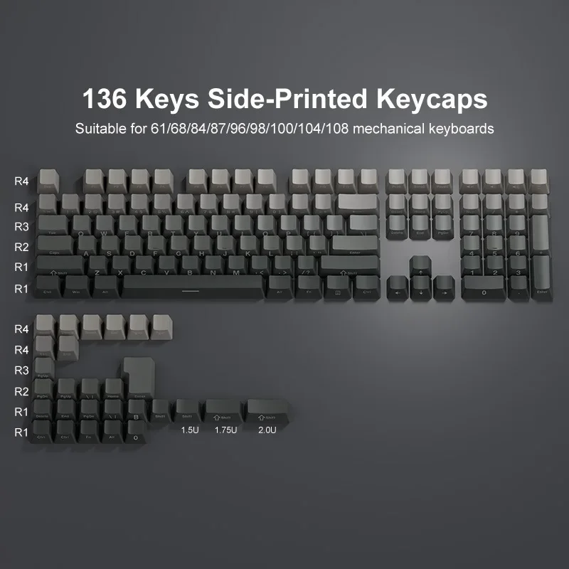 

Keycap PBT side engraved transparent characters keycap cherry height dichroic injection molding process