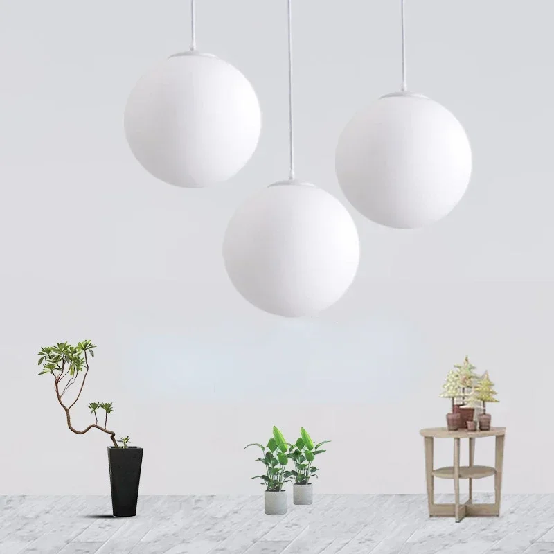 

Modern White PE Ball Pendant Lights Nordic Led Hanging Lamp Simple Acrylic Lighting for Living Room Bedroom Dining Fixture