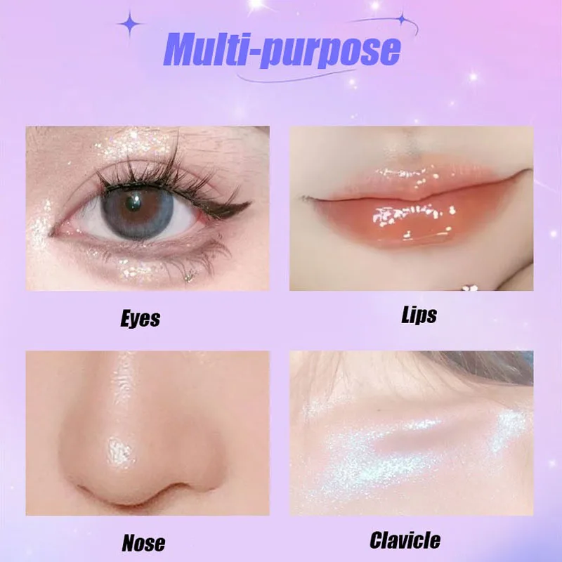 ظلال عيون سائل حرباء من لؤلئ ، وميض ماسي ، وترتر متلألئ ، ظلال عيون ، محدد لدودة الحرير ، سريع الجفاف