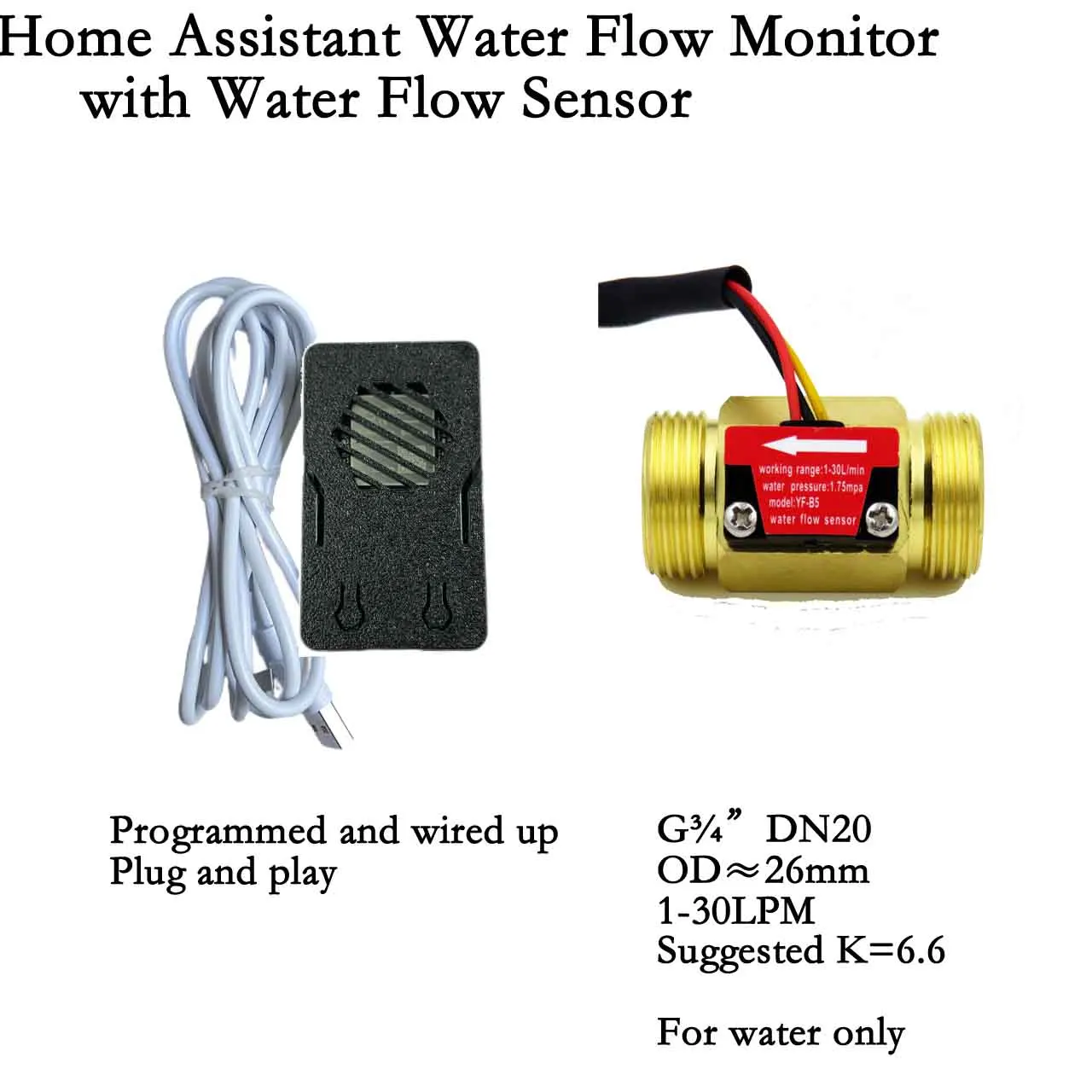 Brass/Alloy Shell Home Assistant Wifi Flow Kit Multiple Sizes Optional Flow Measurement Hall Water Flow Sensor Turbine Flowmeter