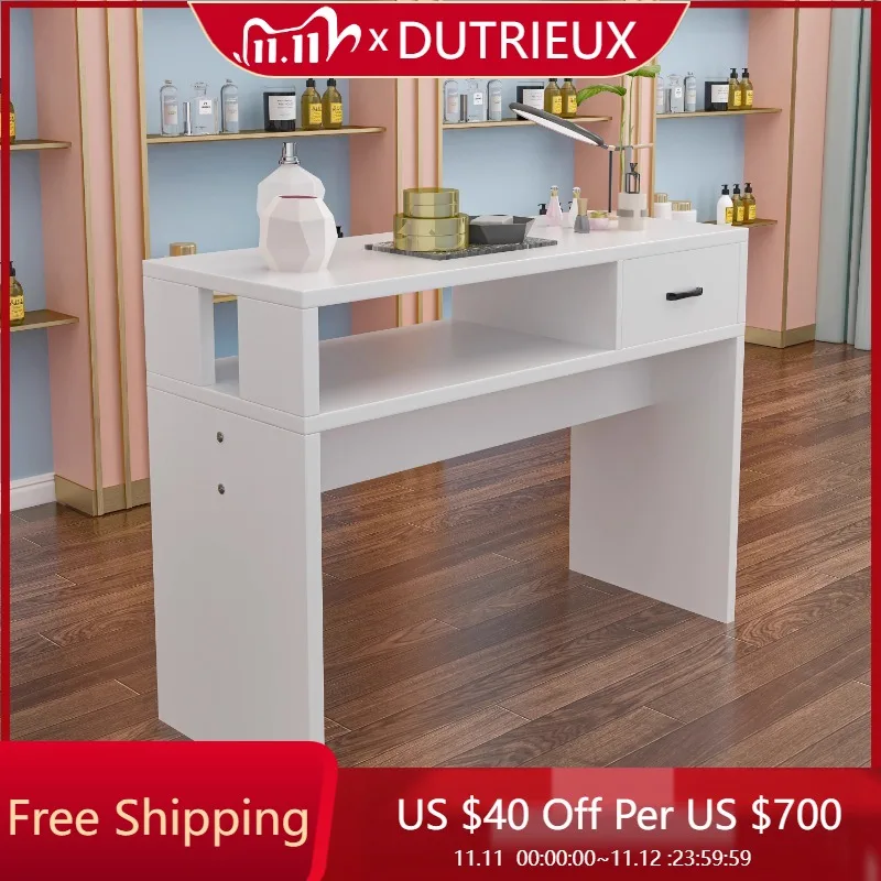 

White Minimalist Nail Desk Modern High Quality Accessories Waterproof Manicure Table Organizer Square Tavolo Unghie Furniture