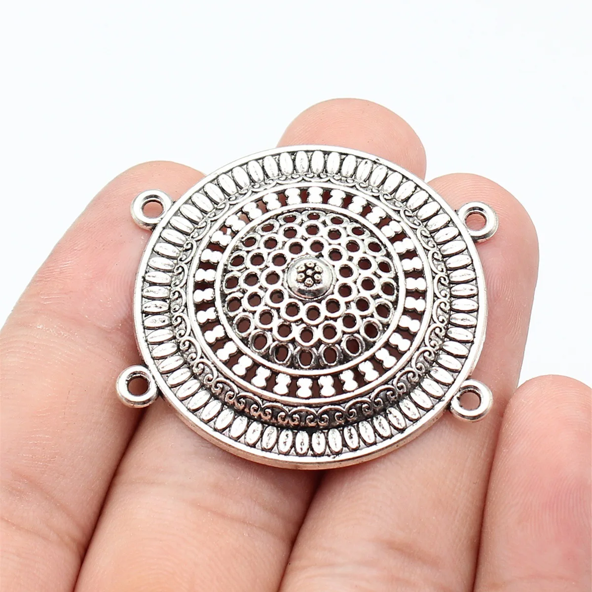 20pcs 42x40mm(1.65x1.57inch) 2 Colors 4-Hole Body Chain Waist Chain Forehead Chain Connector Vintage Hand Crafts Accessories