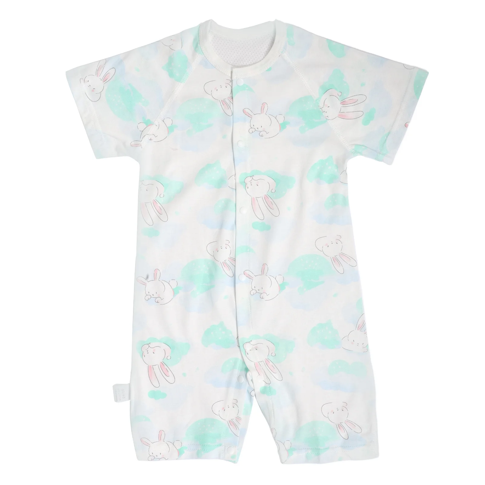 

Baby Short Sleeve Cotton Romper Rabbit Design Newborn Kimono Bodysuit Lightweight Pajamas 0-24 Months