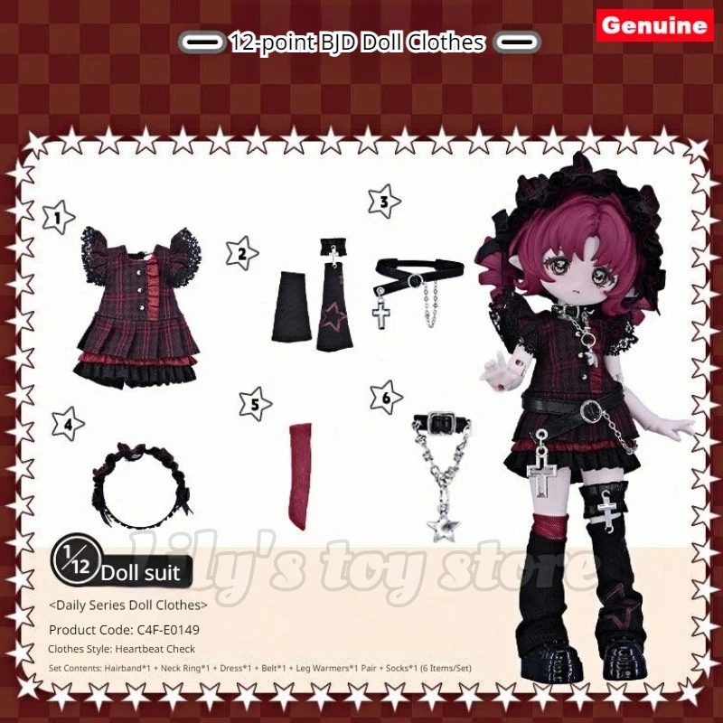 Genuine Come4free Ob11 Bjd Doll Clothes Heartbeat Plaid Dress Set Gothic Style 12 Scale Outfit For Collectors Display Decor Toys