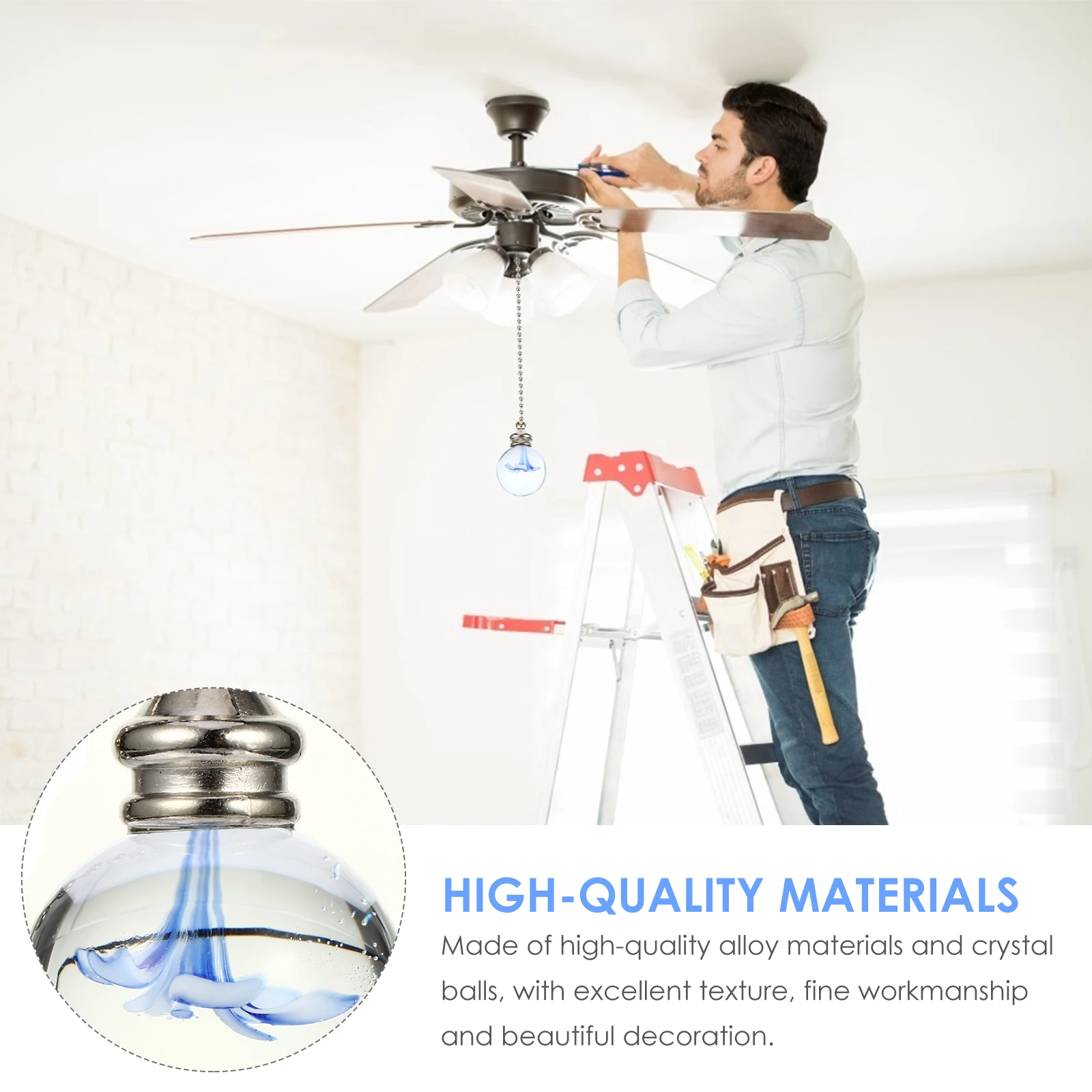 

European Style Chain Ceiling Chandelier with Lights White Crystal Cord Decorative Chains for Hanging