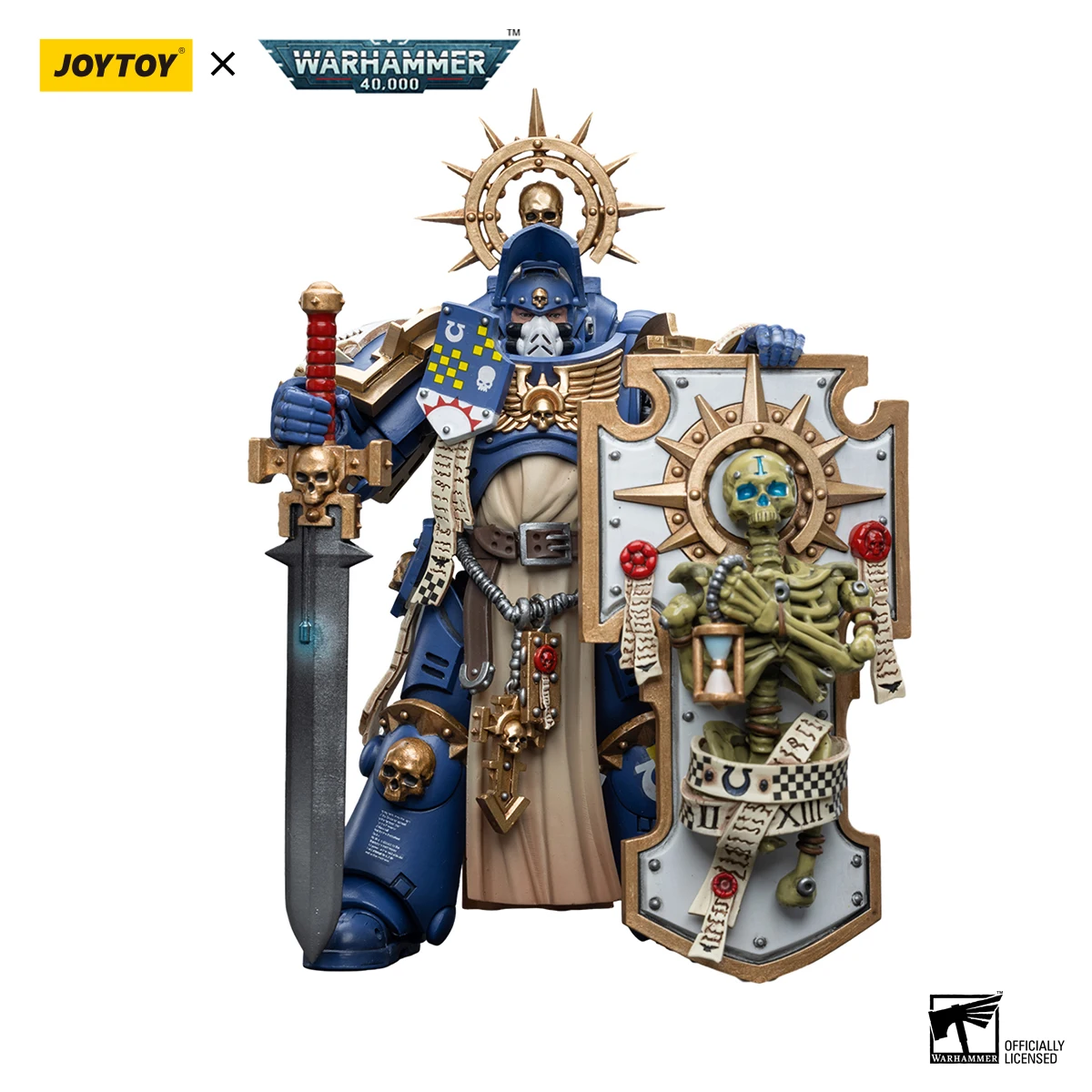 [متوفر] مجسم حركة JOYTOY 1/18 Warhammer 40K Ultramarines Primaris Captain مع درع بقايا ونموذج سيف كهربائي