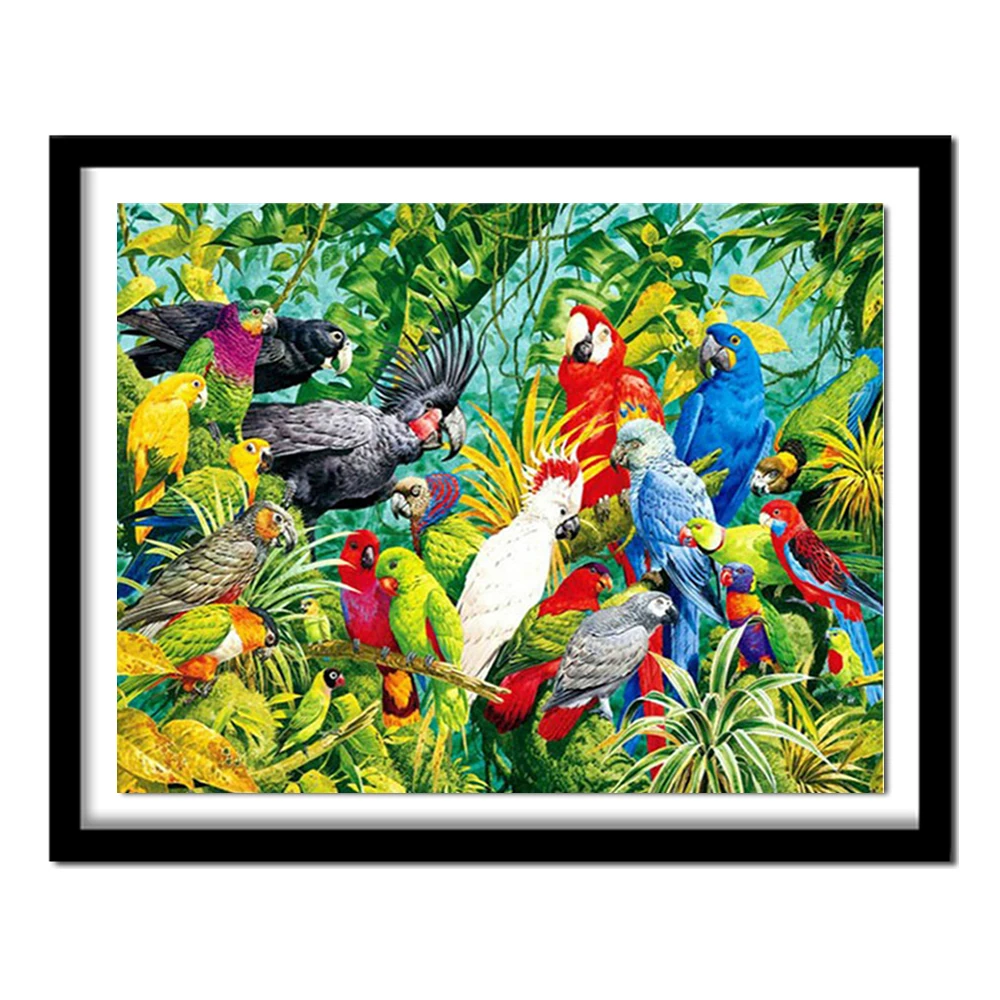 Forest Parrot Bird 5d Diy Diamond Painting Full Square Cross Stitch Embroidery  Rhinestones Needlework DM442