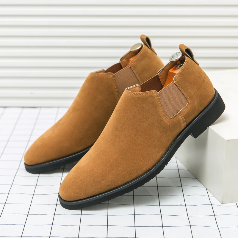 

Мужские удобные уличные лоферы без шнуровки в британском стиле, модные дизайнерские замшевые туфли на плоской подошве, обувь для ленивой ходьбы из натуральной кожи, легкая одежда