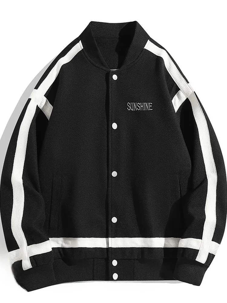

New 2025 Men's Casual Baseball Jaet Stand Collar Splicing Couple Sle Student Coat Spring Autumn plus Size Trendy Coat