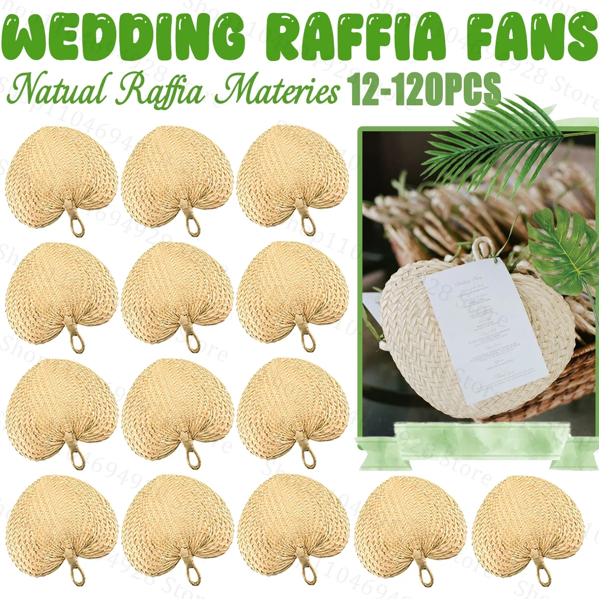 20-120PCS Wedding Fans Natural Raffia Fans Wedding Favors for Guest Palm Leaf Hand Fans for Wedding Havana Party Decor