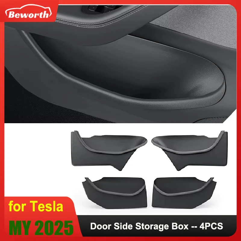 For Tesla New Model Y Juniper 2025 Launch Door Side Storage Box TPE Front Rear All-Inclusive Organizer Modification Accessories