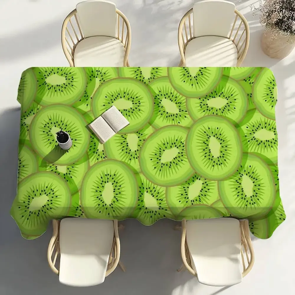 1PC Green Kiwi Fruit Table Cloth Party Decor Dining Room Home Kitchen Patios Waterproof Stain-Proof Table Cloth