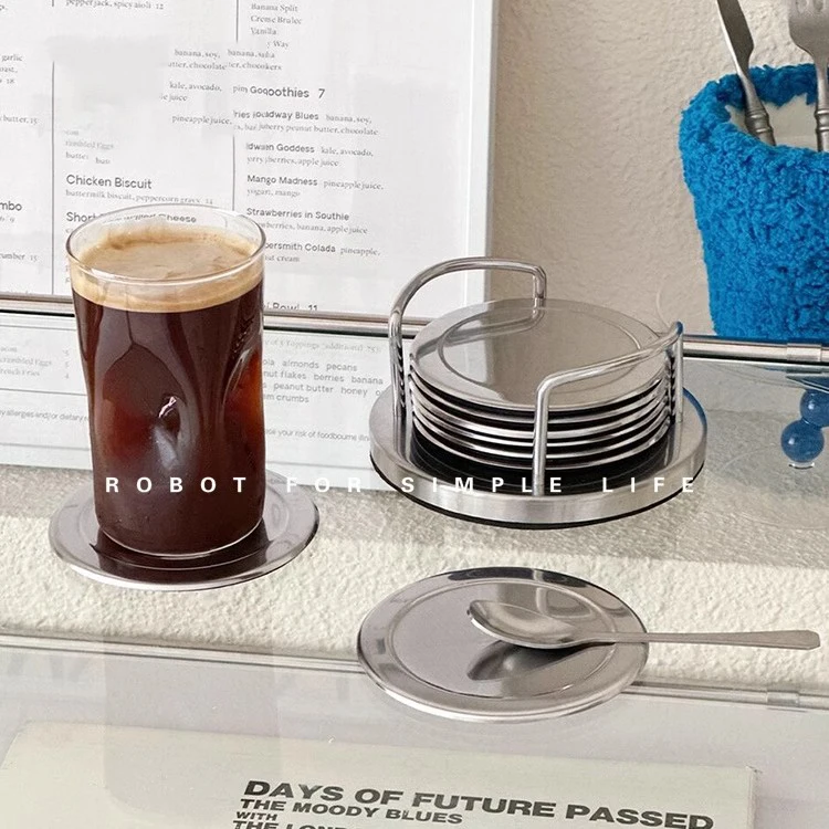 Stainless Steel 6pcs/set Coaster Posavasos Cup Coasters Drink Cup Mat Holder Set Placemats for Table Pad Kitchen Accessories