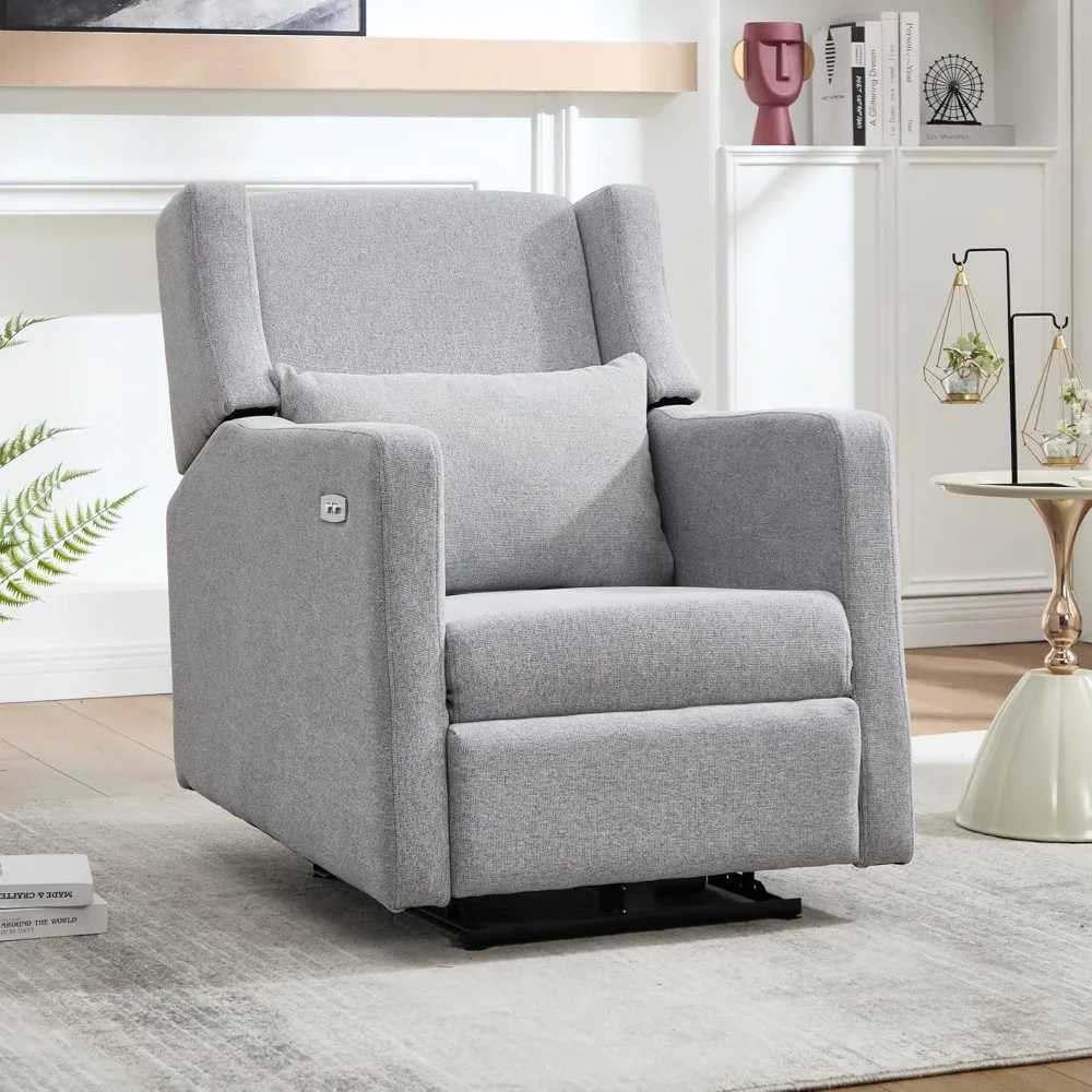 

Power Recliner Chair for Adults, Adjustable Home Theater Seating with USB for Living Room, Modern Fabric Reclining - Light Grey