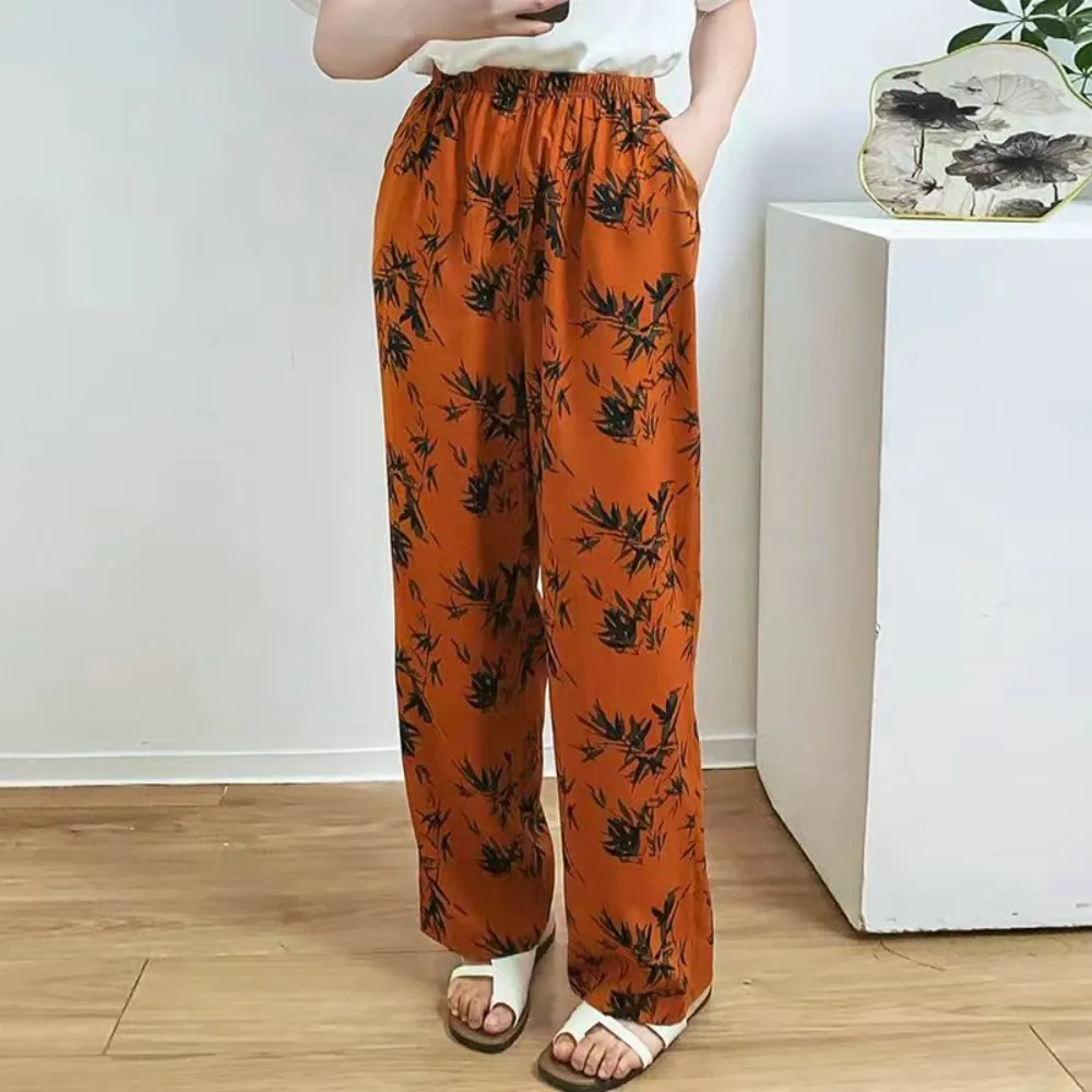 

Floral Pajamas Pants Sleepwear Women 2026 Spring Summer New Thin Sleeping Pants Pj Bottoms Lounge Wear Elastic Waist Homewear