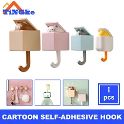 1/4Pcs Creative Cute Pet Hook Seamless Dormitory Bedroom Door Hangers Hooks Key Umbrella Towel Cap Coat Rack Wall Decoration Hoo