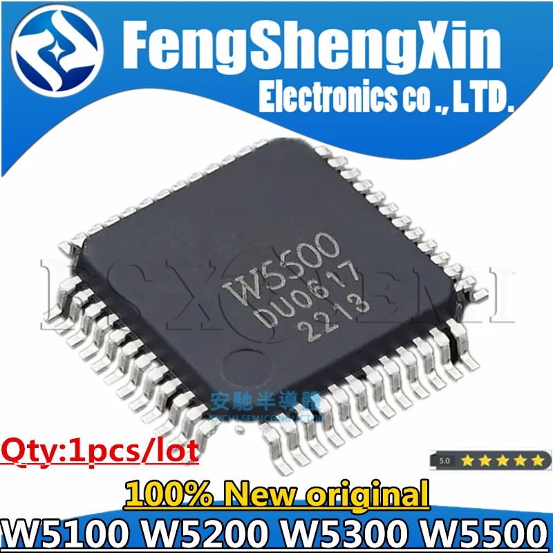 1pcs New W5100 LQFP48 W5200 QFN48 W5300 LQFP100 W5500 LQFP48 Ethernet Controllers IC