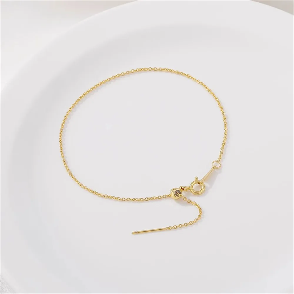

14K Gold Wrapped Adjustable Needle Studded O-shaped Chain Box Chain Universal Bracelet Chain DIY Jewelry Accessories L057