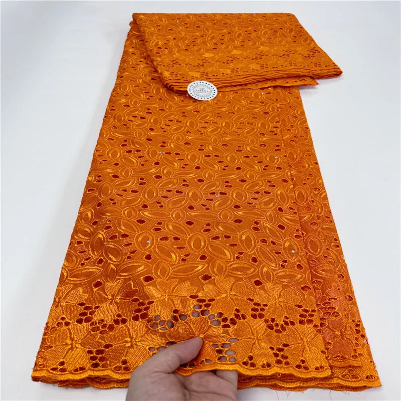 5 yard Swiss Dry lace fabric heavy beaded Embroidery African 100% cotton Swiss voile lace popular Dubai style 24L061202