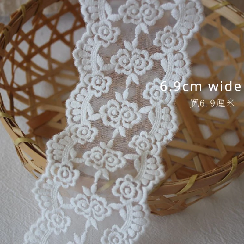 African Embroidery Lace for Needlework, Tulle Fabric, Sewing Ribbon Apparel, DIY Trimmings, New Lace for Needlework, Off White