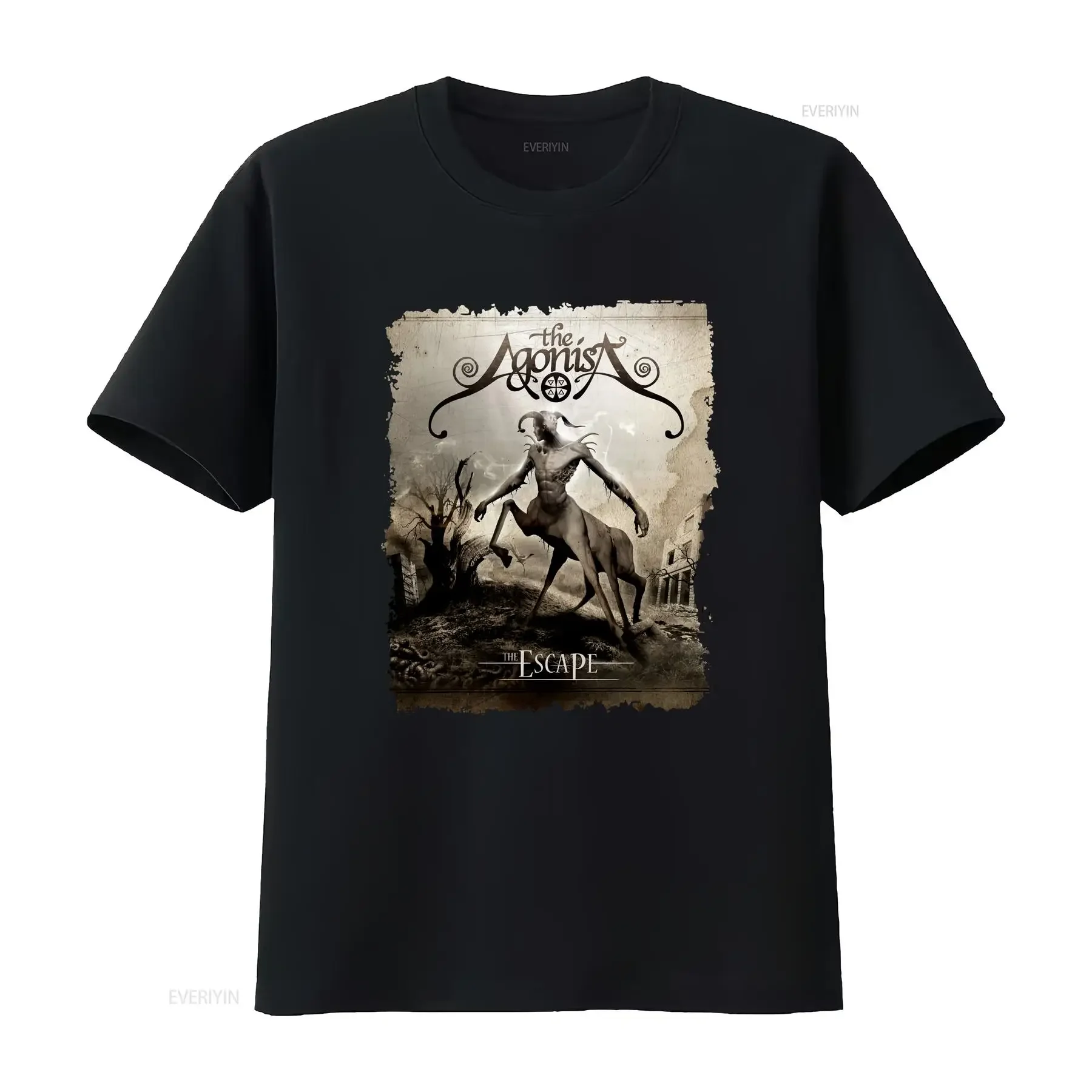 Vtg The Agonist Band Escape pesado algodón negro S 5XL camiseta AG034 vintage lavado homme Top para uso diario estirado Casual