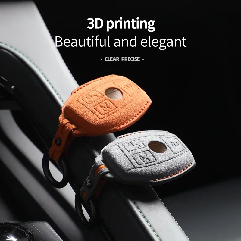 

Alcantara Car Key Case Cover Shell For Mercedes Benz A B C E GL S GLA GLK CLS Class AMG W204 W205 W212 W463 W176